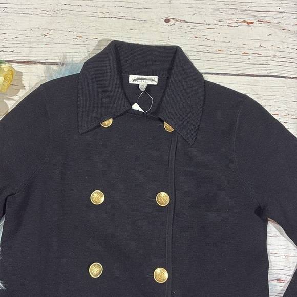 NWT J. Crew Black Warwick gold button double breasted sweater blazer - Picture 9 of 10